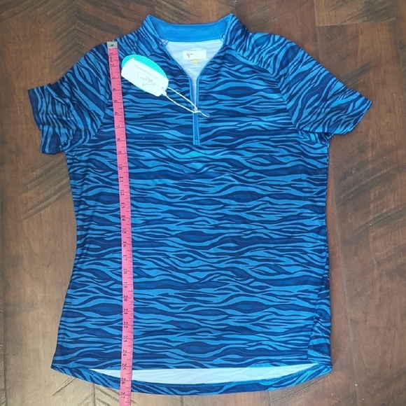 NWT Greg Norman Collection Blue Zebra Print Half Zip Top, US L - Picture 9 of 9